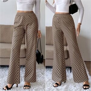 Brownstone Check Wide-Leg Pants
